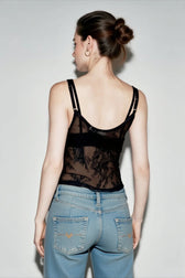 Sheer Black Cropped Cami Top