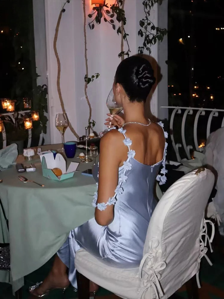 Draped Strap Neck Solid Midi Dress