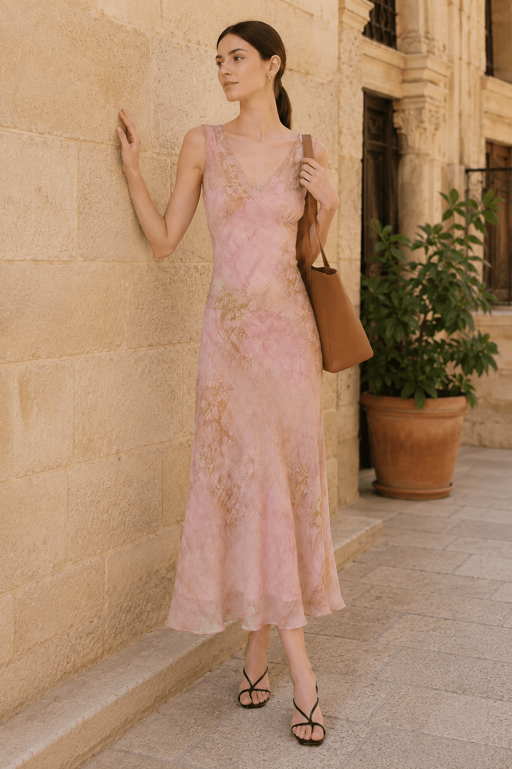 Elegant Chic Slim Waist Long Floral Dress