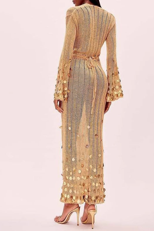 Sequined Knit Maxi Sweater Dress - View 4