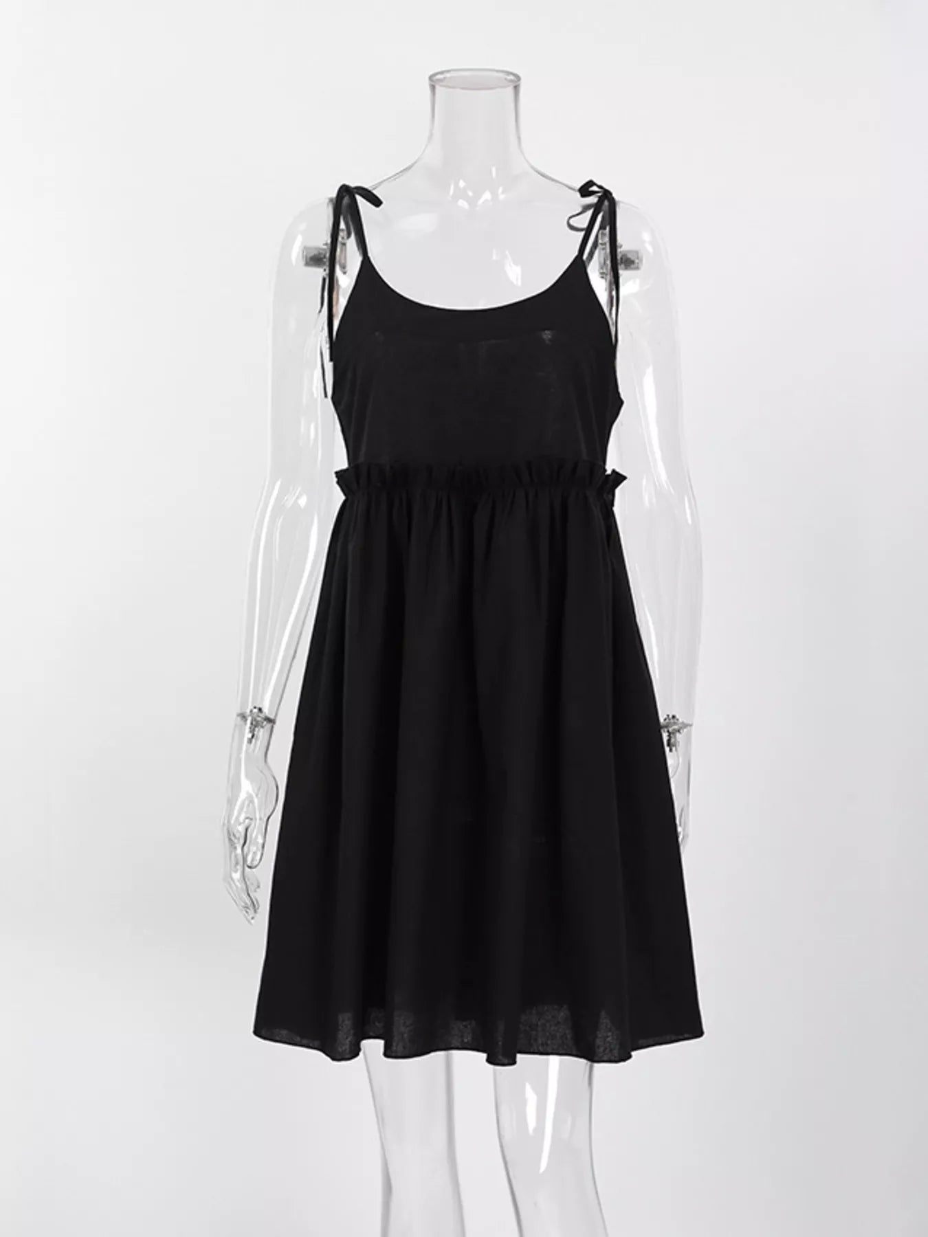 Frill Tie Shoulder Mini Dress