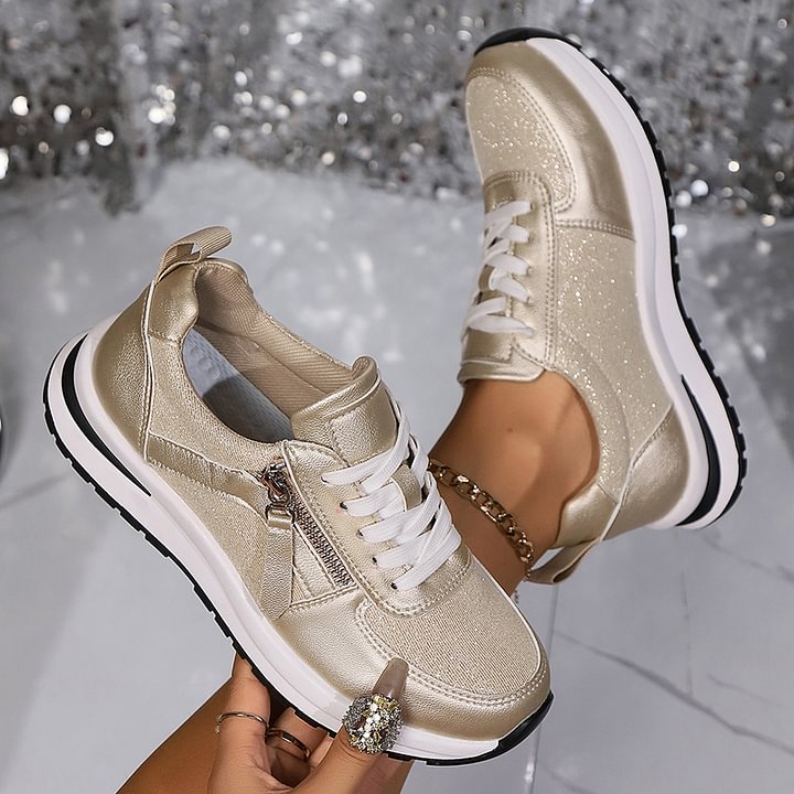 Lace Up Side Zip Platform Sneakers