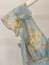 Floral Chiffon V-Neck Ruffle Sleeve A-Line Maxi Dress 10
