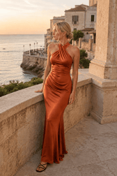Bianca Cross Over Charming Halter Neck Dress