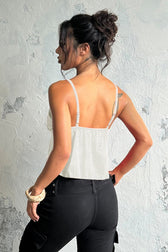 Satin Jacquard V Neck Slip Cami Top