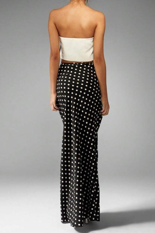 Polka Dot Pencil Slim Maxi Skirt