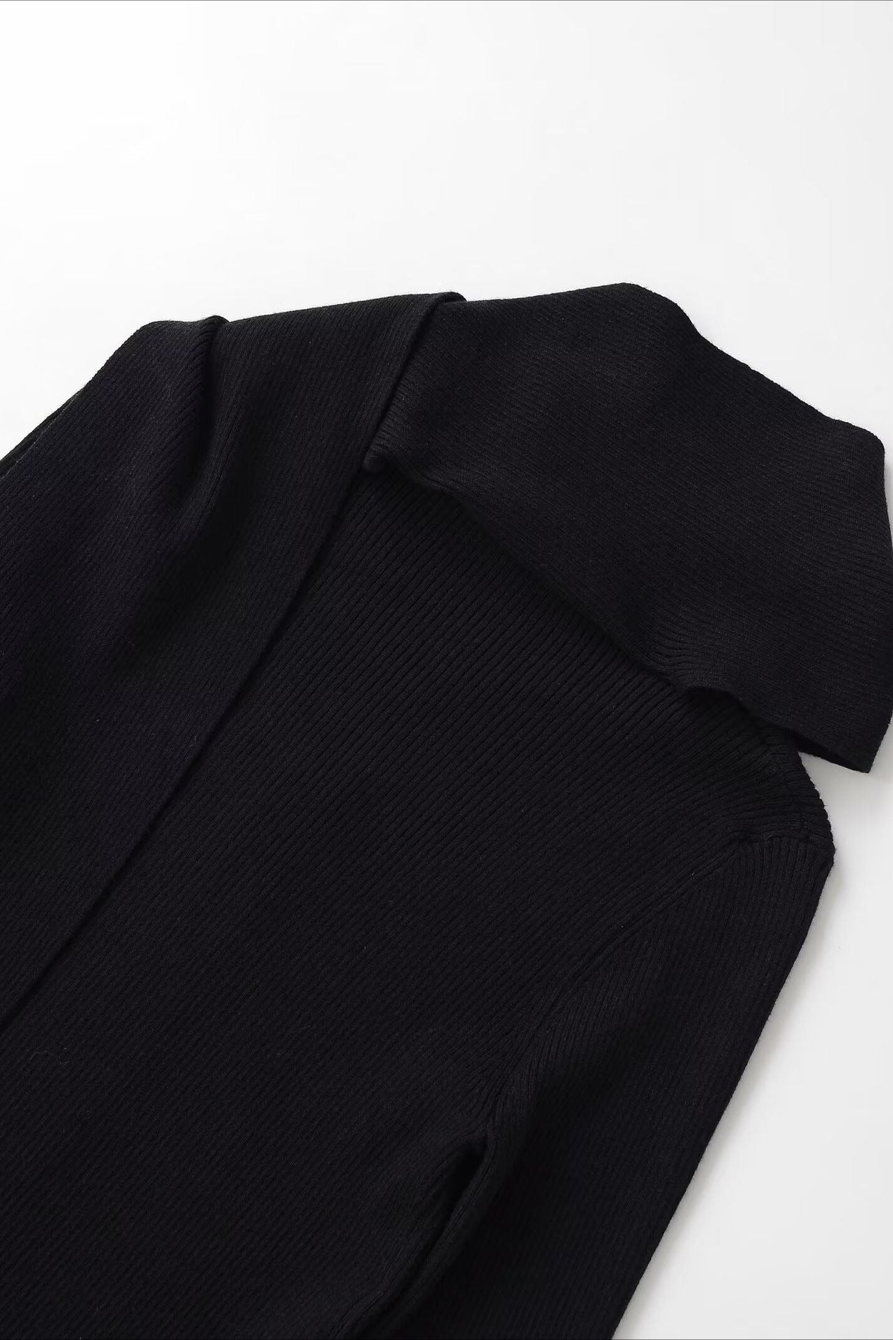 Draped Collar Textured Knit Top