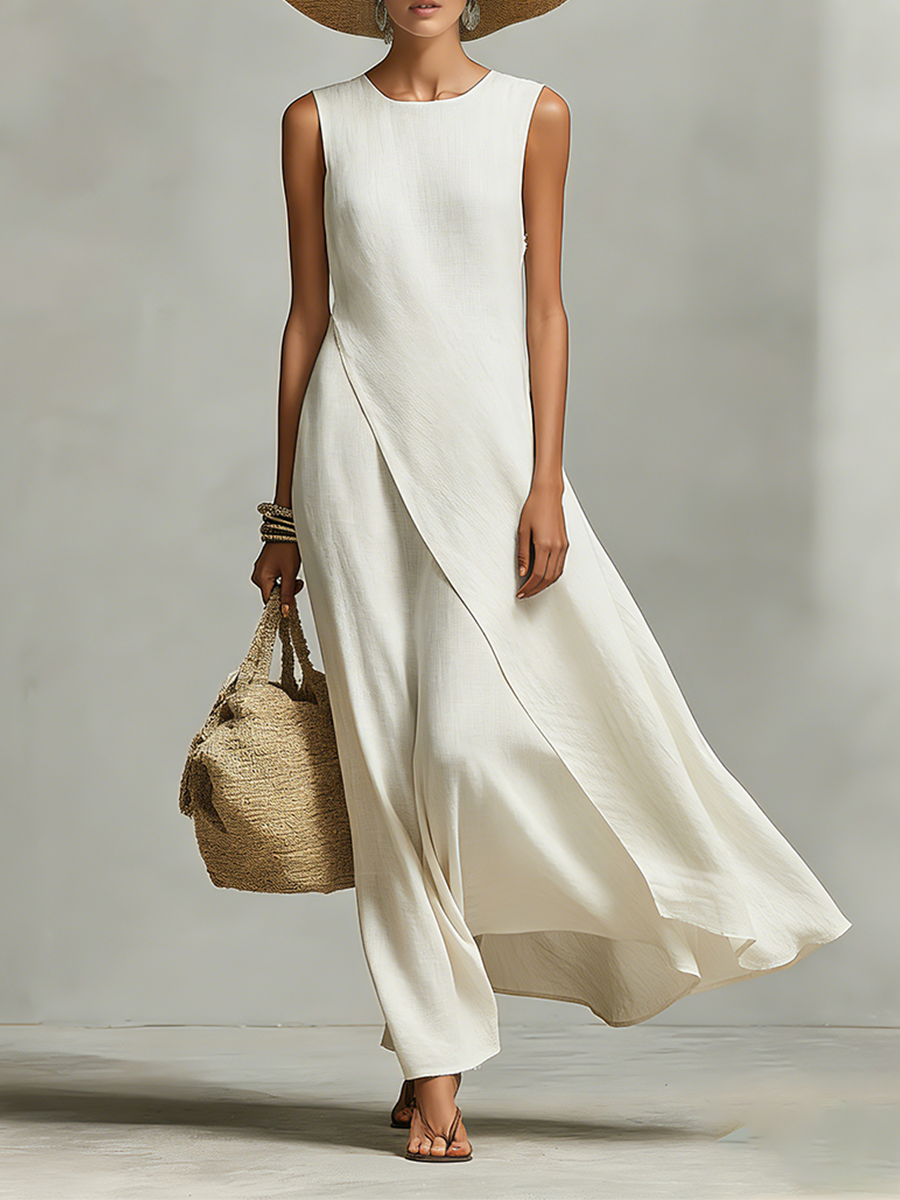 Sleeveless Draped Panel Maxi Dress Summer