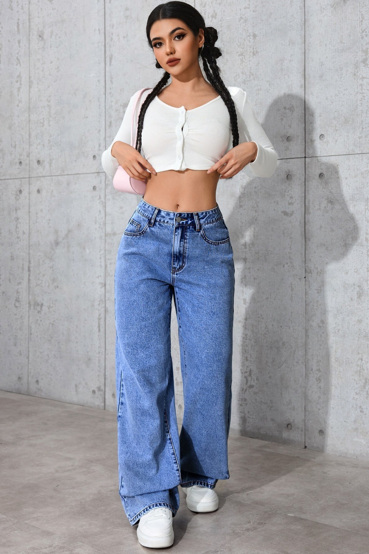 High-Waist Straight-Leg Denim Jeans