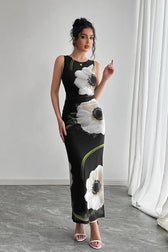 Black Mesh Printed Maxi Dress 2