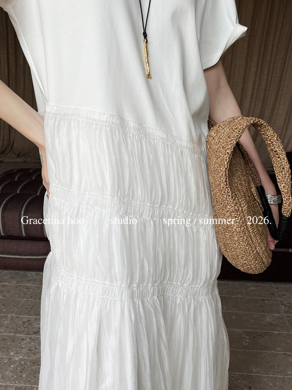 Short Sleeve Tiered Mesh A-Line Maxi Dress 8