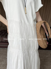 Short Sleeve Tiered Mesh A-Line Maxi Dress 8