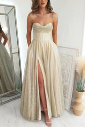 Cinderella Glitter Tulle Fabric Cowl Neck Back Lace-up Maxi Dress - View 2