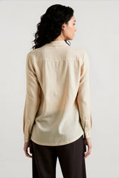 Linen Sheer Button Down Blouse