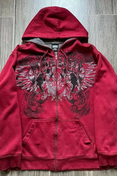 Retro Street Graphic Zip Hoodie