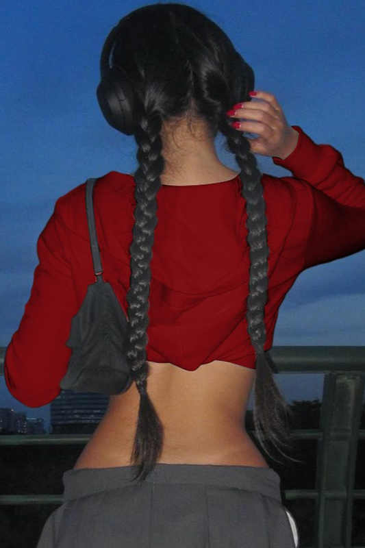 Hooded Zip Slim Long Sleeve Cropped Crop Top