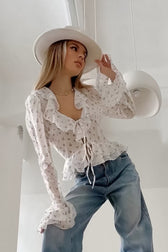 Chiffon Tie Ruffle Blouse