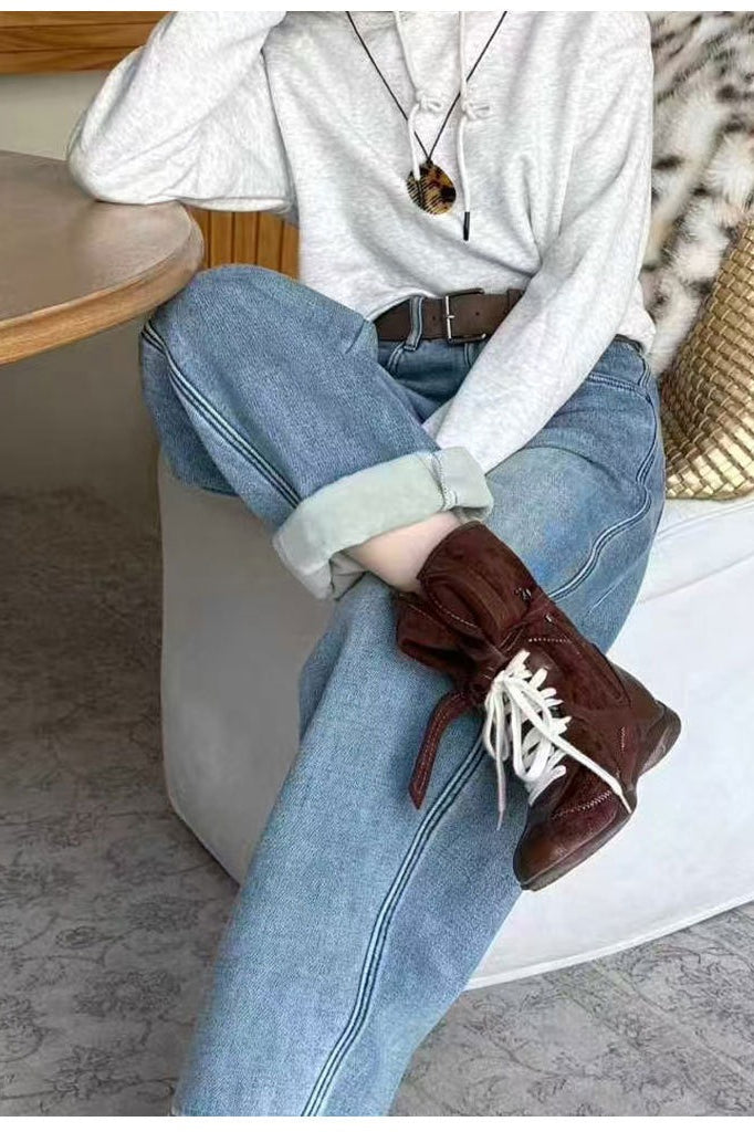 Vintage Washed Wide-Leg Denim Jeans
