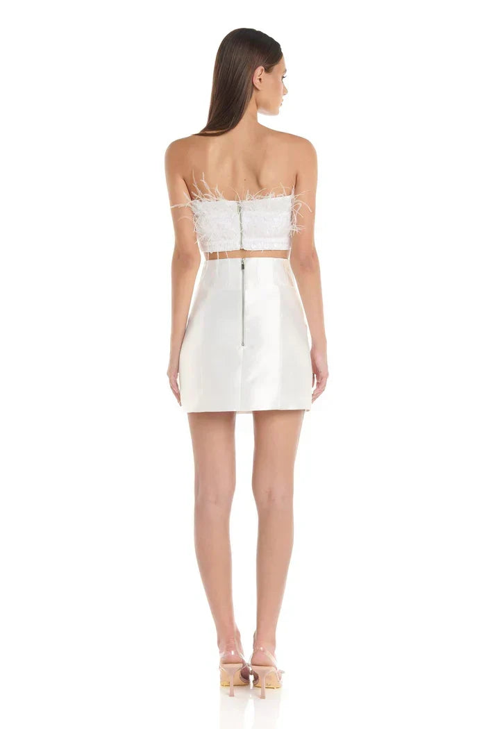 Strapless Sequin Feather Trim Cut Out Bodice Mini Dress 5