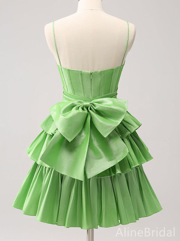Spaghetti Strap Corset Bodice Tiered Ruffle Short Homecoming Dress 2