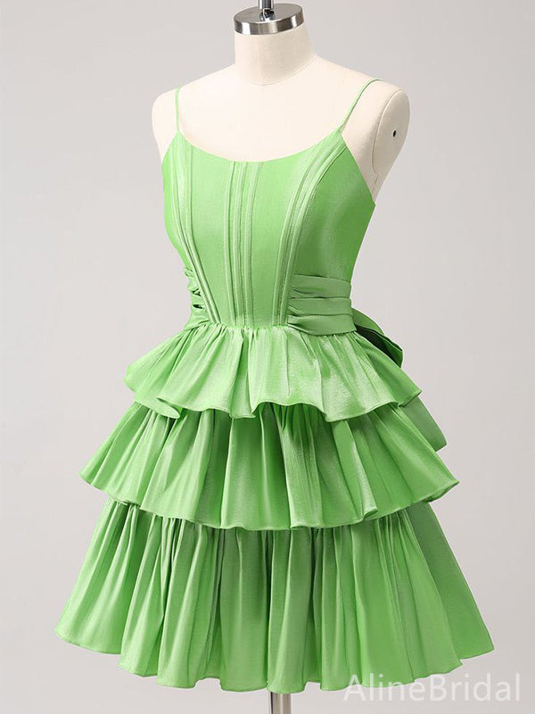 Spaghetti Strap Corset Bodice Tiered Ruffle Short Homecoming Dress 3