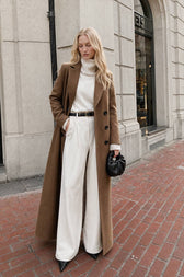Warm Wool Solid Color Long Overcoat