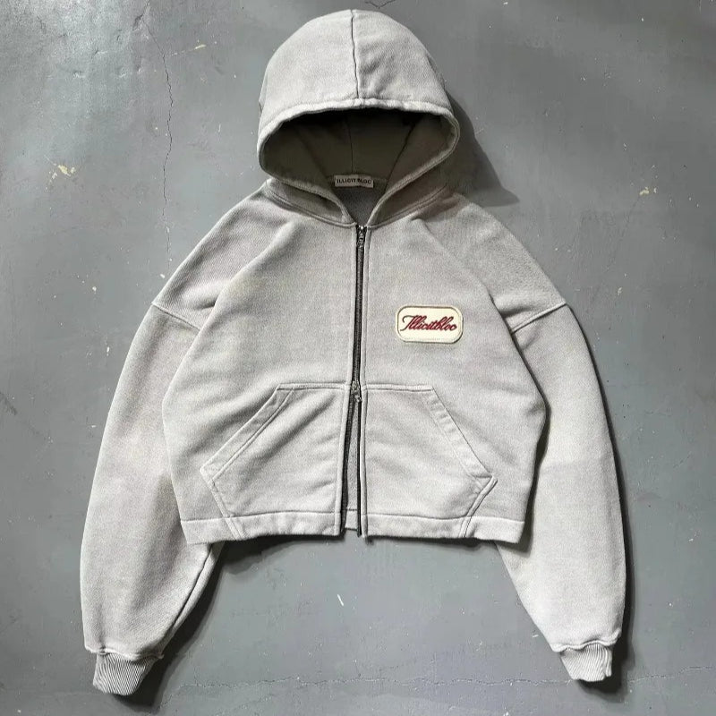 Embroidered Patch Loose Hoodie