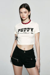 Y2K Print Cutout Crop T-shirts