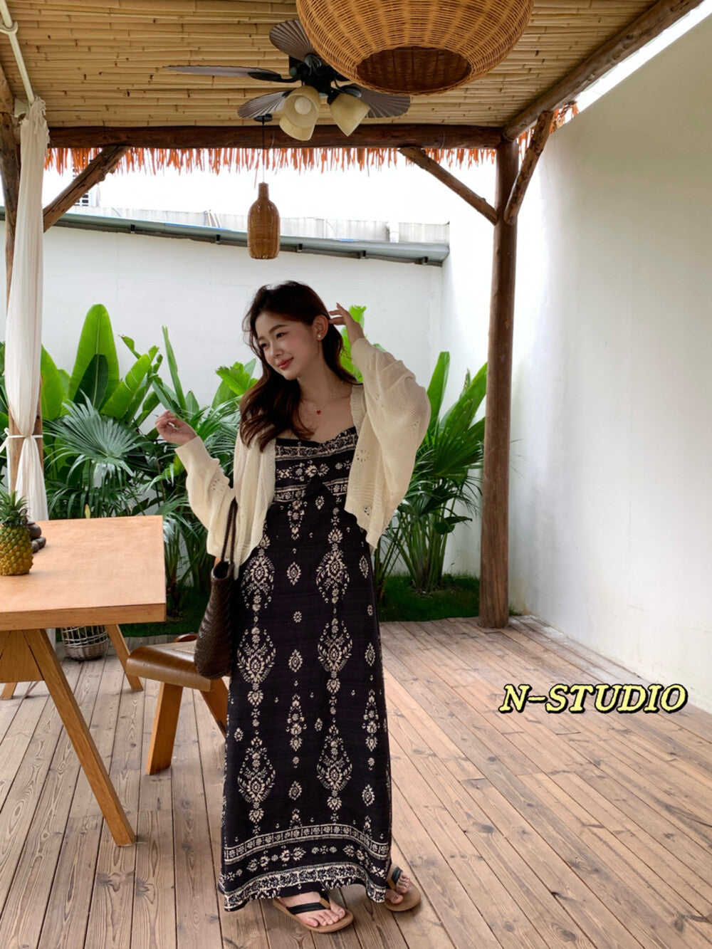 Floral Print Spaghetti Strap Smocked Maxi Dress 17