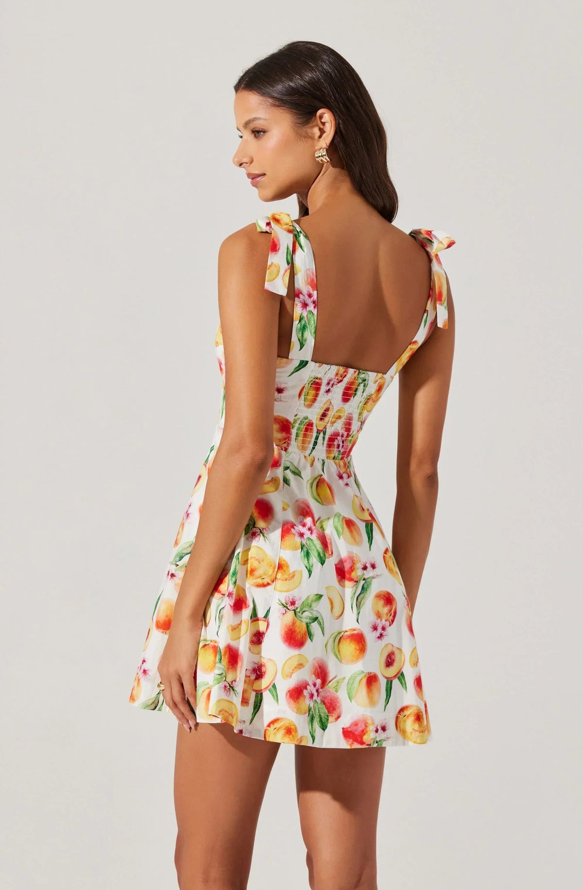 Fruit Print Tie Shoulder Square Neck Fit and Flare Mini Dress 2