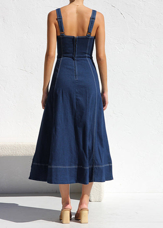 Indigo Santorini - Denim Button-Down Midi Dress