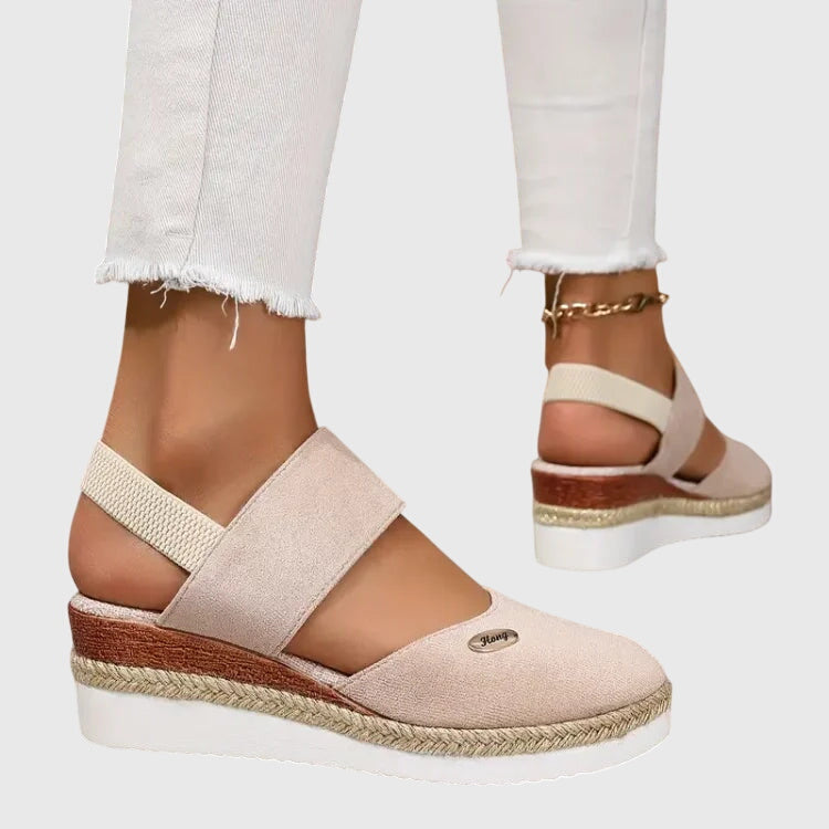Closed Toe Ankle Strap Espadrille Wedge Sandals