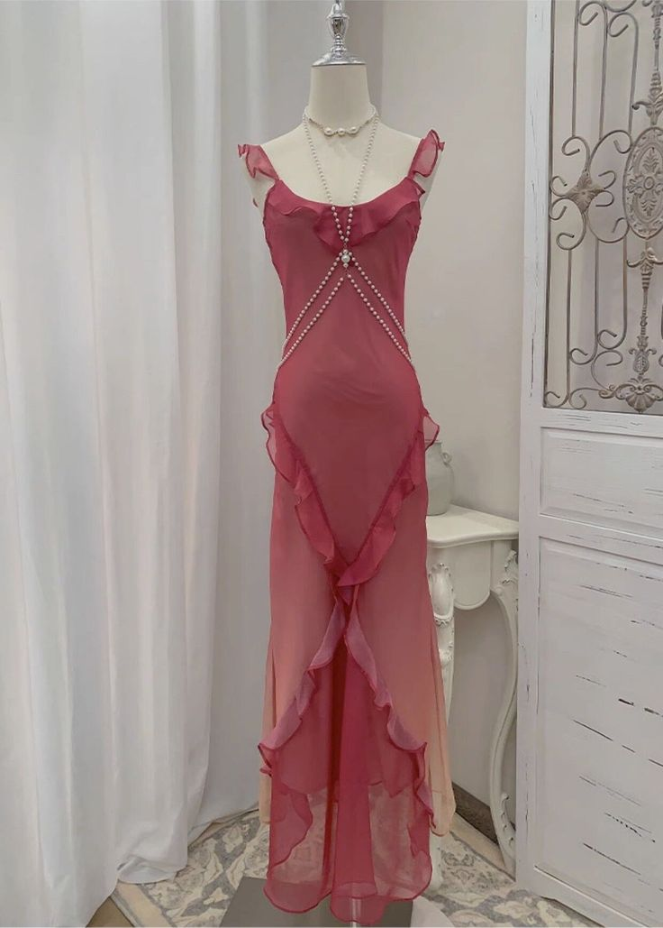 Chic Spaghetti Straps Chiffon Evening Dress Prom Party Dress cc1759