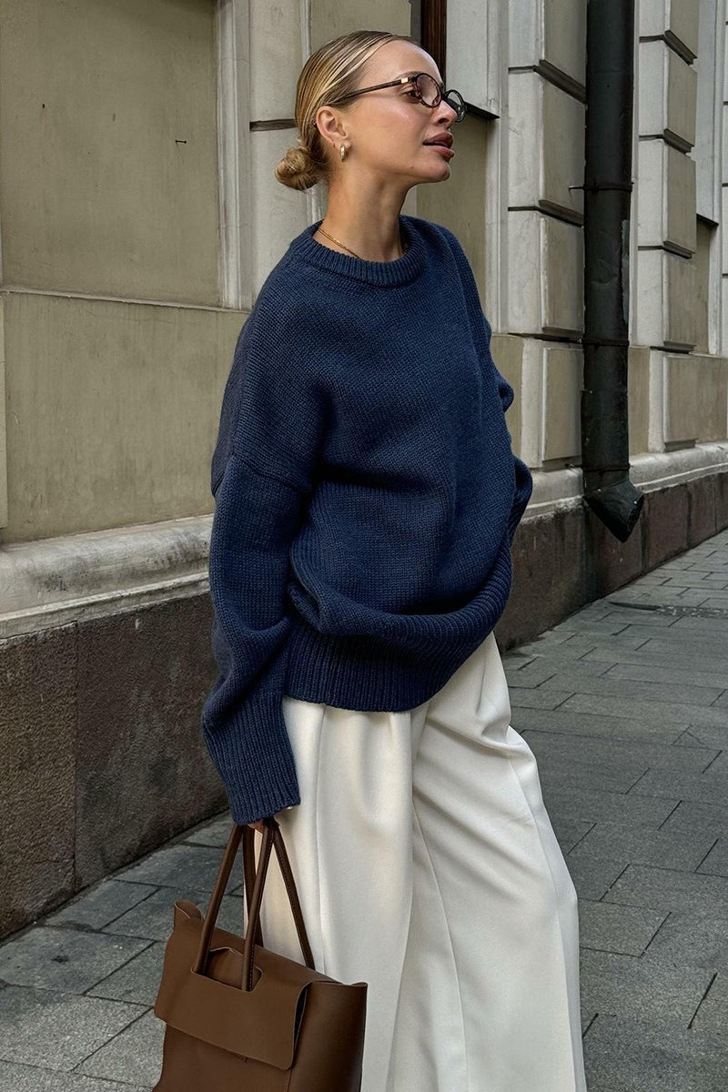 Casual Solid Color Pullover Sweater