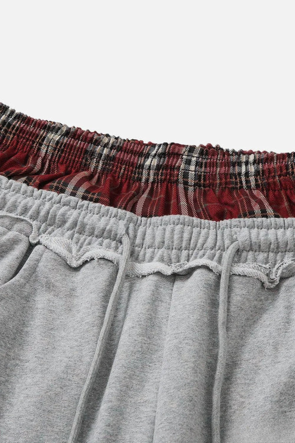 Plaid Double Waist Drawstring Side Stripe Wide Leg Jogger Pants 6