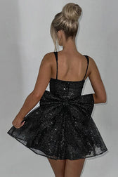 Satin Bow A-Line Mini Dress - View 2