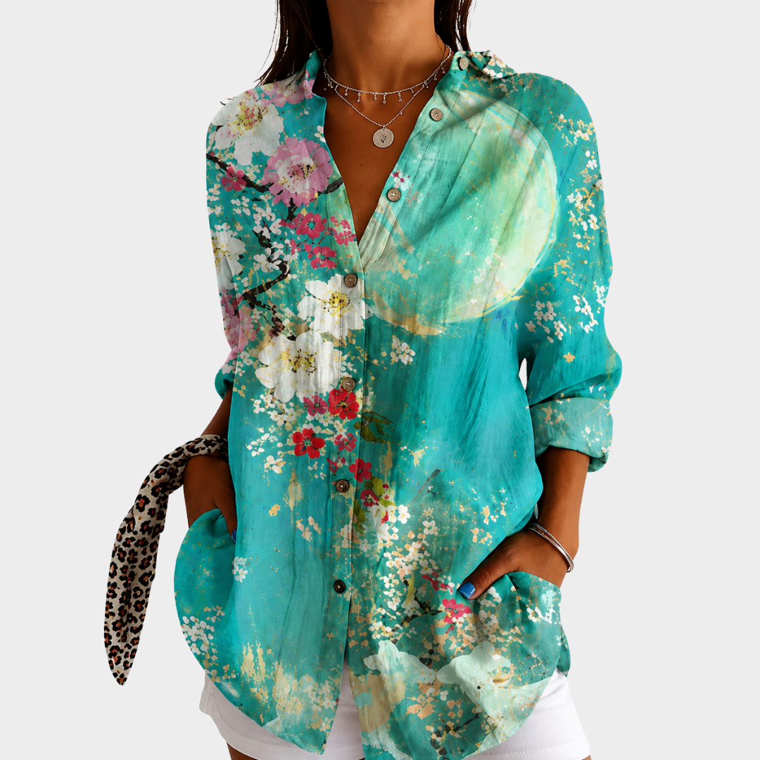 Floral Print Long Sleeve Button Front Shirt