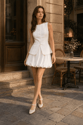 Vest Bubble Skirt Sweet Two Piece Work Set