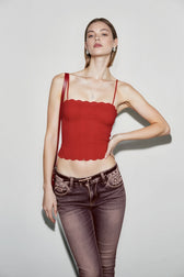 Vintage Solid Lace Camisole Mesh Sheer Top