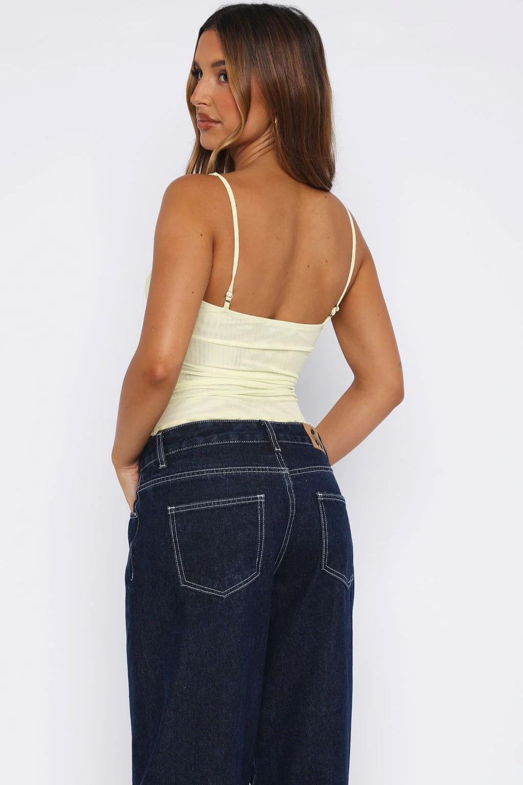 Solid Lace Panel Fitted Cami Top