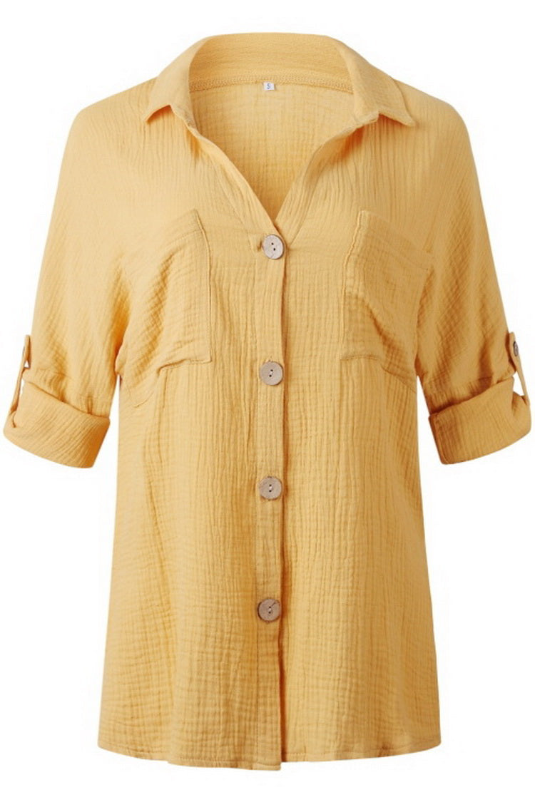 Suit Collar Button Pocket Shirt