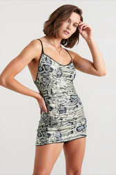 Leopard V Neck Crisscross Sequin Mini Dress