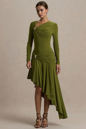 Sexy Ruched Asymmetrical Bodycon Party Dress