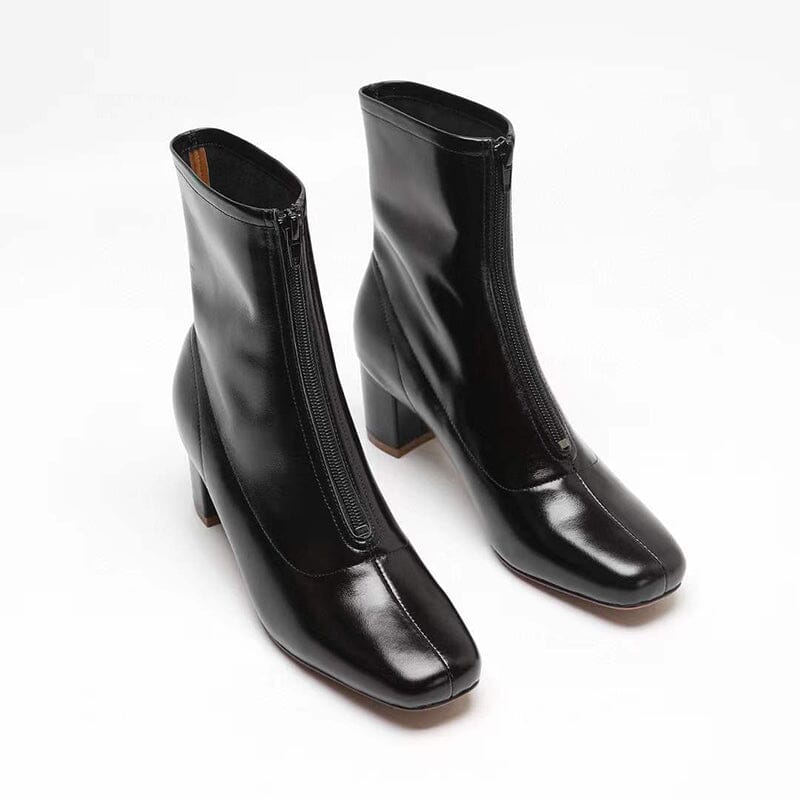 Classic Slimming Boots Elegant Glove-Like Ankle Boots High Heel Front Zipper Boots