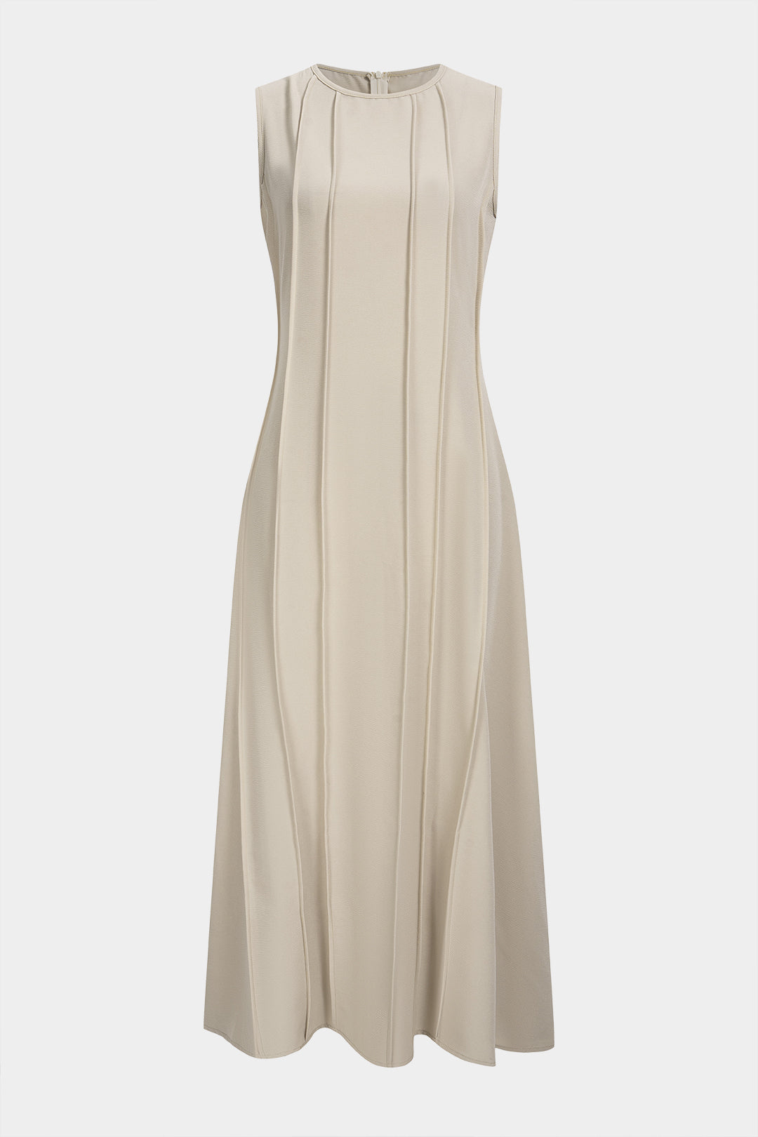 Knit Sleeveless Pintuck A-Line Maxi Dress 5