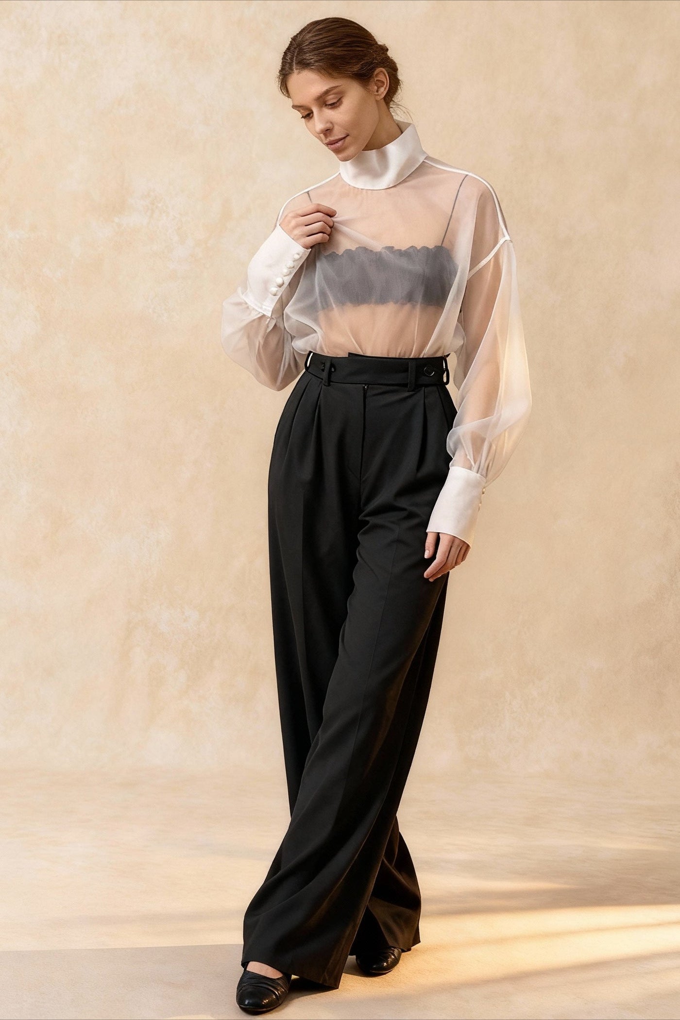 Mesh See-Through Long Sleeve Shirt