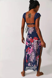 Floral Lace Trim Cut Out Slip Midi Dress 35