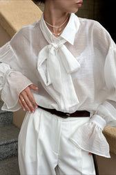 Bow Tie Sheer Blouse