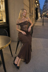 Solid Lace Panel Bodycon Formal Dress