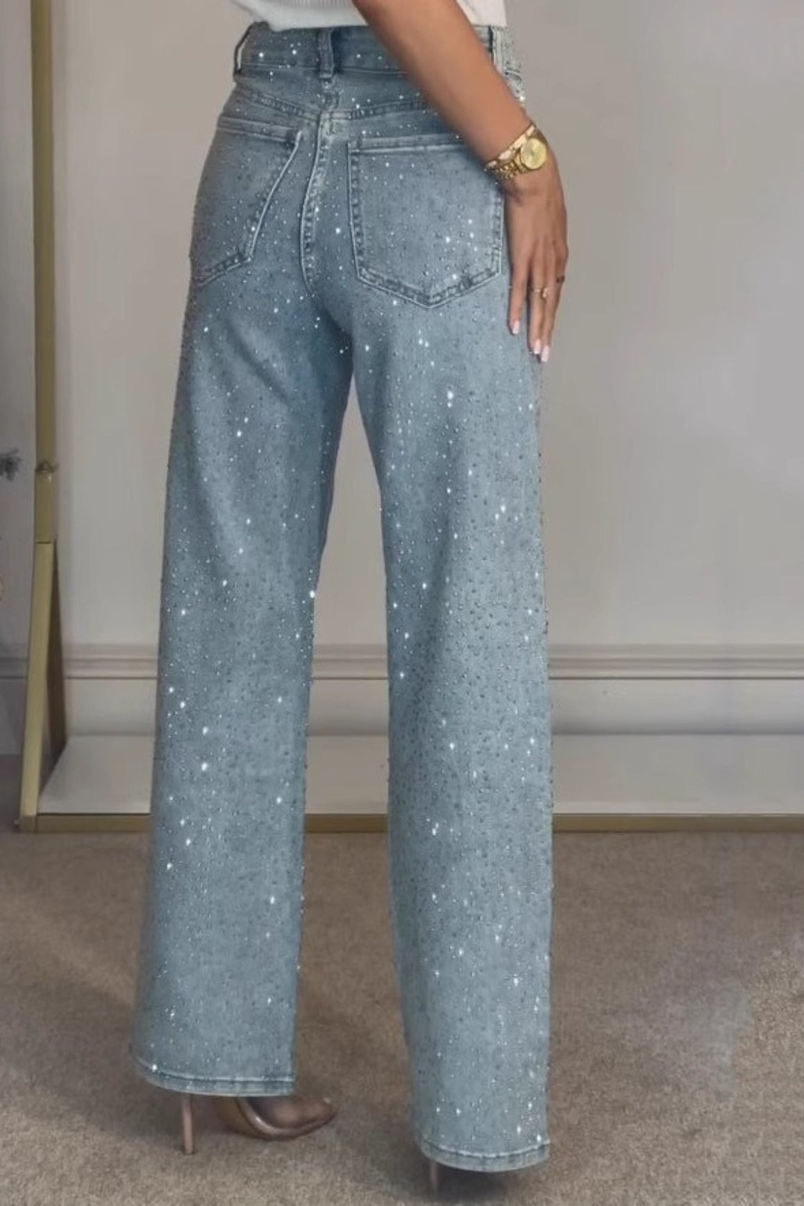 High-Waist Vintage Washed Flared Denim Jeans